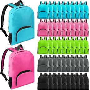 HOFASON 50 Pcs 17 Inch Backpacks in Bulk, Bulk BookBags Foldable Back Pack Basic Backpack for Adult Homeless Lightweight Outdoor Travel BookBags (5 colors) in Saudi Arabia