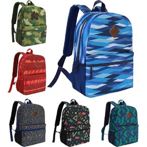 24-Pack 17" Bulk Backpacks for Middle School Students, Bookbags in 6 Assorted Prints, Durable School Backpacks for School Drives, Donations, and Giveaways in Kuwait
