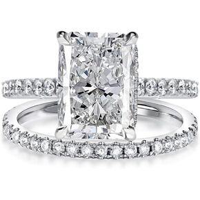 Stunning 5.50ct set in 14k Solid White Gold Radiant Cut Moissanite Engagement Ring And Band bridal set in Kuwait