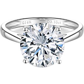 14K White Gold 1 to 3 Carat IGI Certified LAB Grown Diamond Engagement Rings for Women, Round Cut Solitaire Diamond Anniversary Wedding Promise Rings Jewelry Gift for Her, D-F Color, VVS1-VS1 Clarity in Saudi Arabia