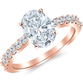 Houston Diamond District 1 to 5.5 Carat LAB GROWN IGI CERTIFIED DIAMOND Classic Prong Set Oval Cut Diamond Engagement Ring (E-F Color VS2-SI1 Clarity) in Kuwait