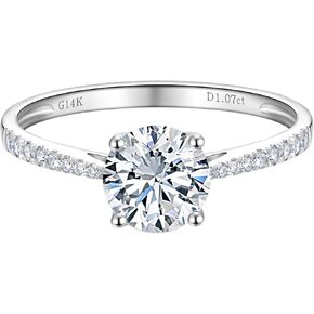 Side Stones 1 to 2 Carat 14K White Gold IGI Certified LAB Grown Diamond Engagement Rings, Lab Created Diamond Anniversary Wedding Promise Rings Jewelry Gift for Women, D E F Color, VVS1-VS1 Clarity in Saudi Arabia