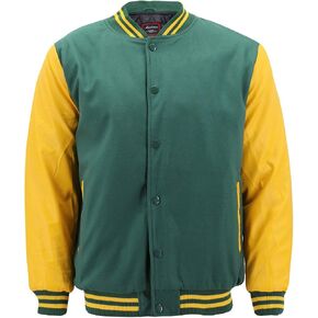 Maximos New Men's Premium Classic Snap Button Vintage Baseball Letterman Varsity Jacket in Saudi Arabia