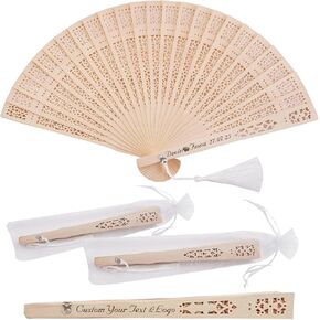 50Pcs Handheld Foldable Wedding Wooden Fans Personalized Custom Sandalwood Fans with Tassels and Organza Bags Wedding Favors for Guests Baby Shower Birthday Party Gift Bulk (50) in Saudi Arabia
