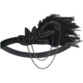 1920s Flapper Headband White Feather Headpiece Roaring 20s Feather Costumes Gatsby Headwear in Saudi Arabia