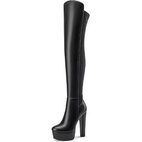 Castamere Women's Thigh High Block Heel Over The Knee Boots Platform Chunky Heel Boots Side Zipper Long Stretch Boots 5.9 Inches Heels in Saudi Arabia
