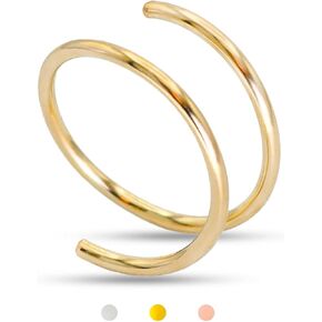 LUCKYJEWUS Double Nose Ring Hoop for Single Piercing, 14k Gold Filled or Sterling Silver Spiral Twist Nose Hoop for Women Men in Kuwait