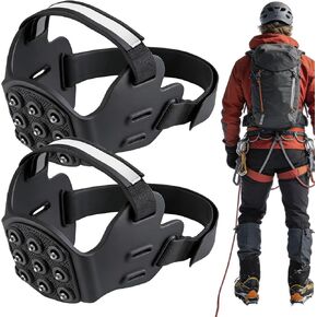 Shoe Spikes | 1-Pair Non-Slip Hiking Crampons - Winter Boot Grippers Ice Crampons | for Walking Mountaineering Fishing Outdoor Running Commuting in Kuwait