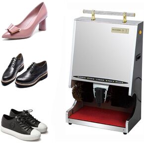 JOSBY 100W Automatic Shoe Polisher, Automatic Induction Shoe Polishing Machine, 100ml Oil Cup Capacity, Stainless Steel Multifunctional Electric Mechanical Sole Cleaning Machine, for Sales Center in Saudi Arabia
