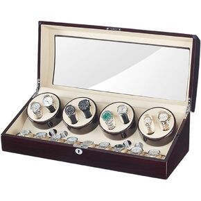 8+9 Watch Winder Box - 4 Rotation Modes, Large Capacity, Ultra-Silent Motor, Perfect for Men's & Women's Watches, Premium Watch Storage Case, Elegant Design in Kuwait