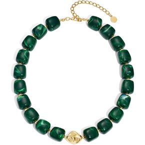 Colorful Chunky Necklaces for Women Multicolored Large Square Acrylic Beads Necklace Trendy Bold Statement Beaded Necklace Summer Vacation Choker Jewelry in Saudi Arabia