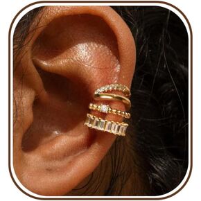 Ear Cuff Earrings for Women Non Piercing,Dainty 14K Gold Plated Chain Cartilage Earrings Set Gold Statement Cuff Earring Stack Fashion Cartilage Earrings for Women Trendy Gold Jewelry in Saudi Arabia