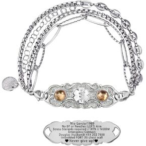 Custom Elegant Medical Alert Bracelets for Women with Free Engraving,Personalized Emergency Identification Blood Thinner Diabetes Epilepsy ID Bracelet Handmade Jewelry in Saudi Arabia