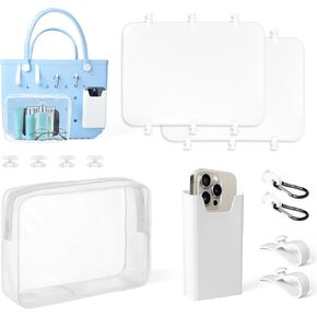 8Pcs Accessories for Bogg Bag, 2Pcs Organizer Divider,Silicone Phone Holder, 4Pcs Key Holder Hooks & Clear Zipper Pouch, Compatible with X-Large Beach Bag,Perfect for Beach,Pool,Summer,Travel in Saudi Arabia