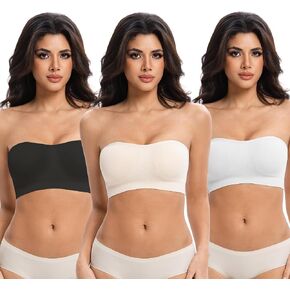Lusait Strapless Bras for Women Non-Slip Seamless Padded Bandeau Bra Wireless Convertible Tube Top Bralette in Kuwait