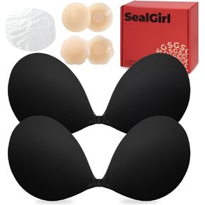 Sticky Bra Push Up - 2 Pairs Backless Strapless Bra Invisible Adhesive Bras for Wedding Prom with Nipple Pasties in Kuwait