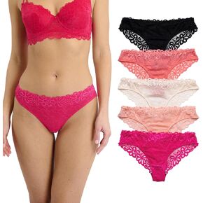 Marilyn Monroe Women's Floral Lace Tanga Panties, Sexy Cheeky Underwear for Women, 5-Pack in Saudi Arabia