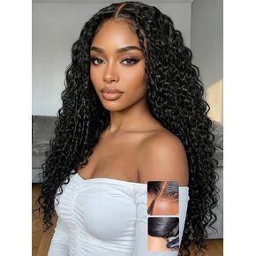 KLAIYI Bye Bye Slip™ Ombre Highlights Blonde Bob Water Wave Curly Precut 7x5 Lace Front Wigs Human Hair Side Part Drawstring 180% Density Pre Plucked Bleached Knots 30S Ready to Wear and Go Wig 12Inch in Saudi Arabia