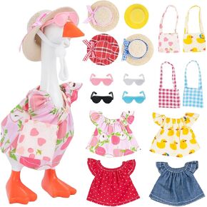 4 Sets 7 Inches Desk Goose Outfits Summer Desk Goose Clothes with Felt Hats, Sunglasses, Mini Bags, and Cute T-Shirts, Funny Desktop Goose Accessories in Saudi Arabia