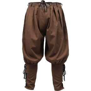 KUOIN Renaissance Ankle Banded Pants Men Medieval Linen Pirate Loose Trousers Bottoms in Kuwait