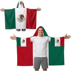 USA Hooded Flag Cape with Sleeves for Soccer Tournament - 3x5 Ft Wearable American Flag Costume for Fan Gear in Saudi Arabia