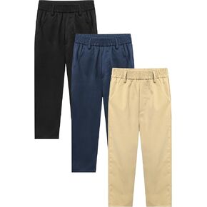 VOGRYE Boys School Uniform Pants 3 Pack, Stretch Pull-On Trousers with Elastic Waist & Pockets 6-14Y in Saudi Arabia