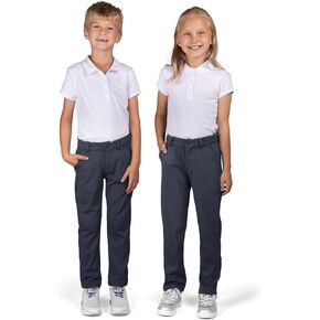 Just Us Flat Front Uniform Trousers for Boys or Girls, School Pants with Adjustable Waistband and Easy Care Fabric Navy in Saudi Arabia