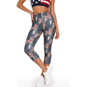 sissycos Women's Artistic Splash Printed Cropped Capri Leggings Buttery Soft Tights 21" in Saudi Arabia