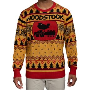 Woodstock Music and Art Officially Licensed Festive Knitted Ugly Christmas Sweater by Life Clothing in Saudi Arabia