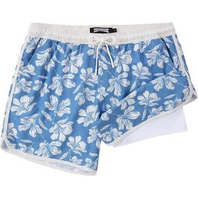 Men's 5" Vintage Swim Trunks Board Shorts with Compression Liner Quick Dry Anti-Chafing Swimwear Beach Surfing in Saudi Arabia