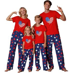MI X TEE 250th Anniversary American Flag Matching Family Pajamas, 4th of July Shirts Pjs Set, Patriotic Sleepwear for Couples in Saudi Arabia
