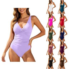 1 Piece Slimming Swimsuit for Women Sexy Tummy Control Bathing Suits Vintage Ruched Push Up Deep V Neck Swimwear in Saudi Arabia