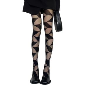 Halloween Square Rhombus Grid Tights Women's Black Sheer Plaid Tights Stockings Y2k Gothic Lace Pantyhose for Women Girls Halloween Cosplay Party Accessories in Saudi Arabia