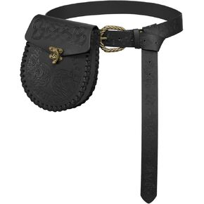 YESSA Renaissance Accessories,Medieval Viking Embossed Leather Belt Pouch,Ren Faire LARP Cosplay Pirate Costume,Brown A in Saudi Arabia