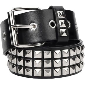 Rock Rivet Belt Gothic Belt with Pyramid Studded Punk Rivet Band for Men and Women, Black (Black, Fit Waist 29.5''- 37.4") in Saudi Arabia