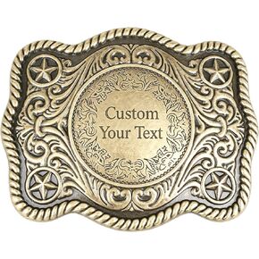 Custom Western Belt Buckles for Men Women Rodeo Cowgirl Cowboy, Personalized Large Gold Cowboy Belt Buckle Cowboy Belt Buckles for Removable 1.5" Leather Snap Belt Strap in Saudi Arabia