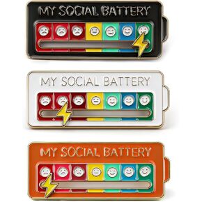 Social Battery Pin, My Social Battery Slider Pin for Introverts, Adjustable Funny Mood Tracker Enamel Pin, Cute Badge Pins for Backpacks, Bags & Clothes, Cool Funny Pins Gifts in Saudi Arabia