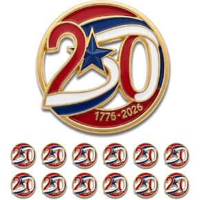 1/12/24/36/50/100PCS USA 250th Anniversary Merchandise Enamel Pins 1.25" Gold Plated 1776-2026 Commemorative Lapel Pin Bulk Set for Celebrations in Saudi Arabia