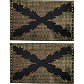 2PCS Spain Burgundy Cross Flag Patches IR Infrared Reflective Laser Cut Tactical Morale Patch Hook and Loop(Black White) in Saudi Arabia