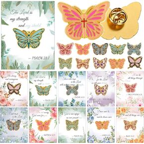 40 Sets Christian Pins, Christian Party Favors, 40 Gold Plated Butterfly Bible Verse Lapel Pin with 40 Scripture Quote Cards for Women Mothers Day Church Gifts Religious Party Favors in Saudi Arabia