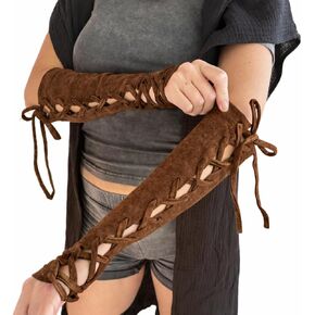 Medieval Lace Up Fingerless Gloves Arm Warmers Ren Faire Costume Gothic Witch Festival Cosplay Gloves Women Men in Saudi Arabia