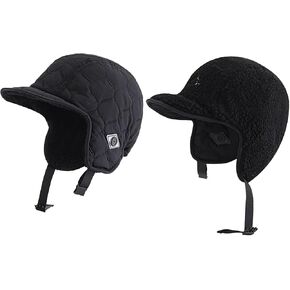 PURFUN Men Women Reversible Ski Cap with Visor&Ear Flaps, Winter Warm Fleece Baseball Cap Running Cycling Hunting Trapper Hat in Saudi Arabia