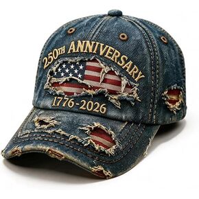 USA 250th Anniversary Distressed Casual Cap,250 Anniversary USA hat 1776-2026 Commemorative Baseball Cap,Traditional American Tribute Hat Gift Honoring Veterans & Patriots Blue in Saudi Arabia