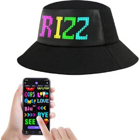 GOTUS Programmable Bucket LED Hat with Bluetooth APP Control, Custom Text, Patterns, Animations, Fisherman Cap for Party, Novelty Gift in Kuwait