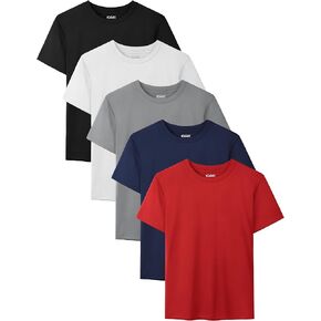 QWE 5 Pack Boys Shirts Youth Dry Fit Shirts Athletic Short Sleeve T Shirts Boys' Activewear Tops for Youth Teens 5-18 Years in Saudi Arabia