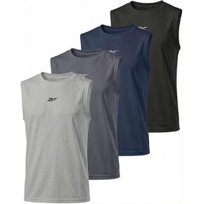 Reebok 4 Pack: Boys' Mesh Tank Tops Athletic Active Sleeveless Basketball Running Sports Training Gym Workout Muscle 6-18 in Saudi Arabia