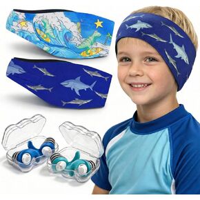 Swimming Headband for Kids - Waterproof Ear Plugs & Adjustable Swim Ear Band,Keep Water Out and Hold Earplugs in - Water Headband for Surfing, Diving, Pool, Showering, and Beach in Saudi Arabia