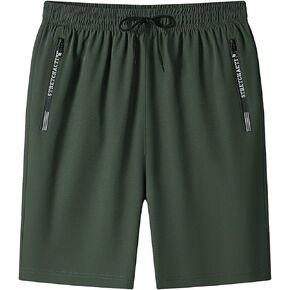 Athletic Shorts for Men with Zipper Pockets Breathable Ice Silk Comfortable Stretch Outdoor Sports Running Shorts in Saudi Arabia