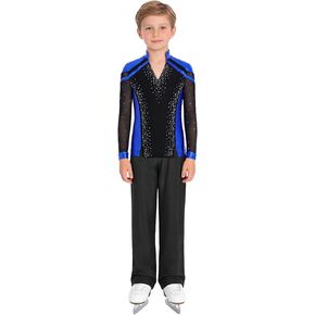 Sparkly Dance Outfits Sets for Boys Kids Ice Skating Suits Stage Performance Competitions in Saudi Arabia