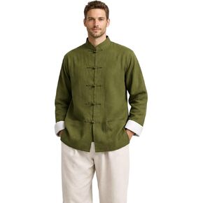 Lazutom Mens Cotton Linen Kung Fu Shirt Mandarin Collar Chinese Tang Suit Tai Chi Martial Arts Jacket Traditional Top in Kuwait